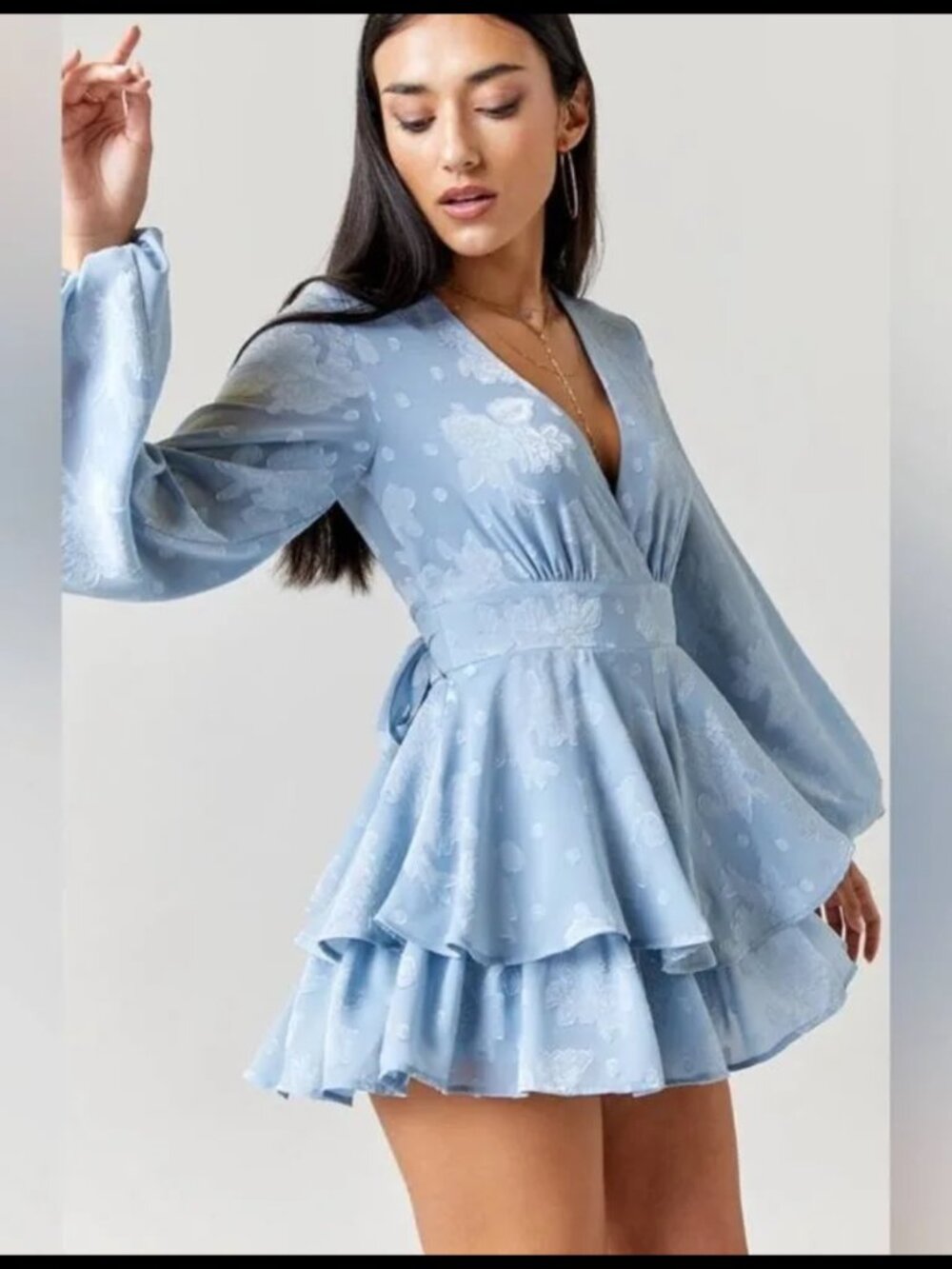Franchesca's Blue Floral Jaquard Romper